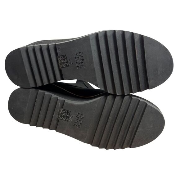 NEW Eileen Fisher Women's Lark Wedge Heel Booties Nubuck Black Leather Size 5.5 - Picture 8 of 9